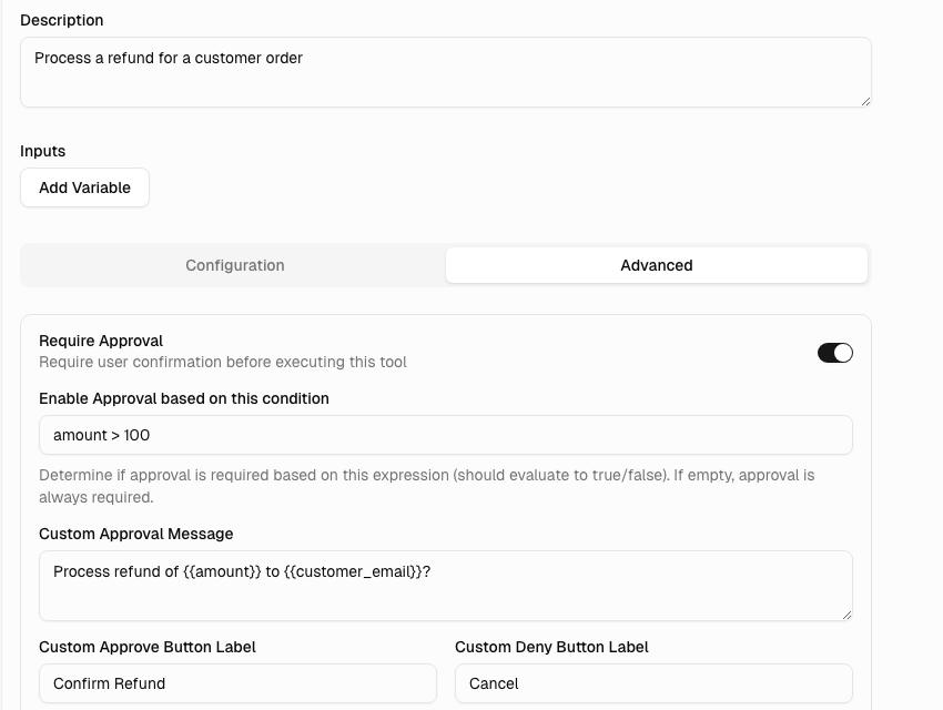Tool Approval Configuration